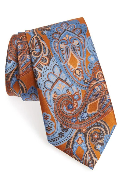 Shop Ermenegildo Zegna Paisley Silk Tie In Orange Fan