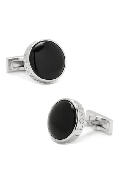 Cufflinks, Inc Men's Ox & Bull Trading Co. I Love You Enamel & Stainless Steel Cufflinks In Black