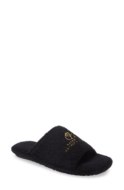 Shop Balenciaga Hotel Logo Embroidered Slide Sandal In Black