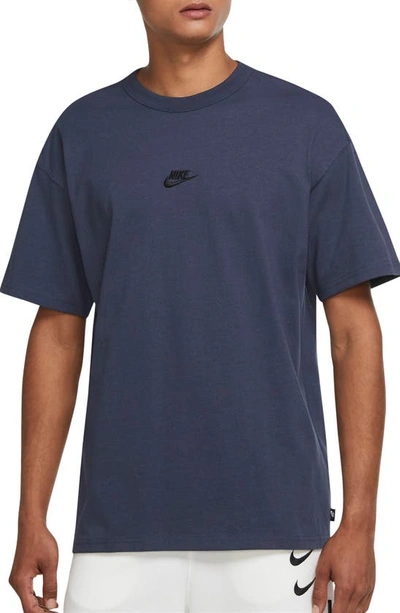 Shop Nike Sportswear Oversize Embroidered Logo T-shirt In Thunder Blue/ Black