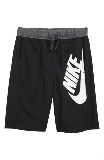 Shop Nike Sportswear Kids' Woven Athletic Shorts In Black/ Iron Grey/ White