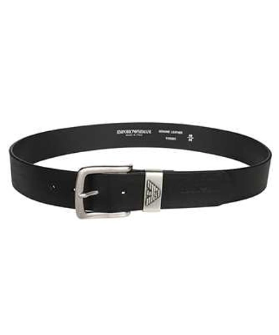 Shop Emporio Armani Logo Buckle Belt In Black