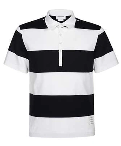 Shop Thom Browne Rugby Stripe Polo In Blue