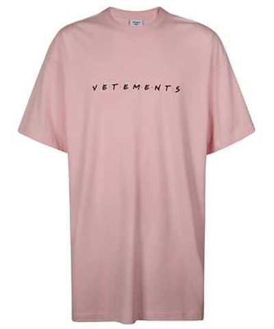 Vetements Friendly Logo-embroidered Cotton T-shirt In Baby Pink 