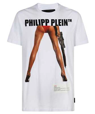 Shop Philipp Plein Round Neck Ss Bang Bang T-shirt In White