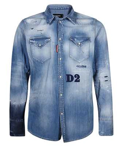 Shop Dsquared2 Light Wash Classic Western Shirt In Blue