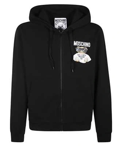 Shop Moschino Micro Teddy Bear Hoodie In Black