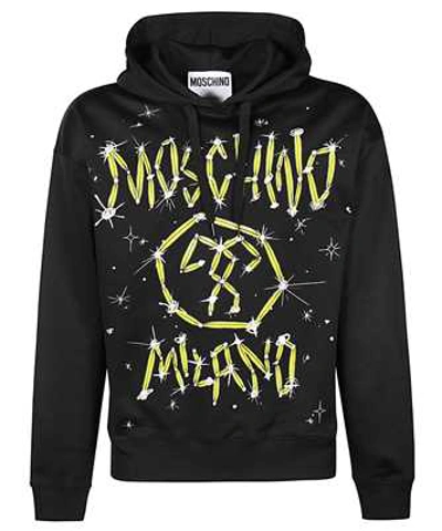 Shop Moschino Galaxy Logo Hoodie In Black
