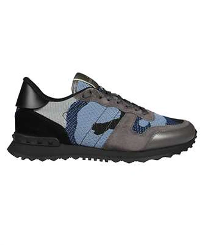 Shop Valentino Mesh Fabric Camouflage Rockrunner Sneakers In Black