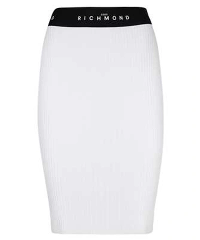 Shop John Richmond Ribbed Skirt In White
