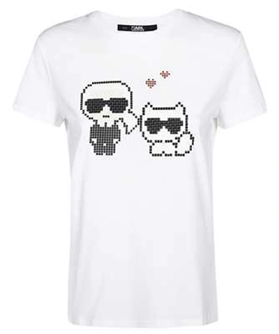 Shop Karl Lagerfeld Karl Pixel Choupette T-shirt In White