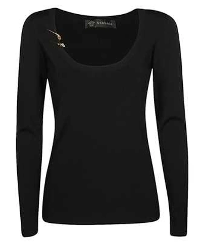 Shop Versace Safety Pin Knit In Black