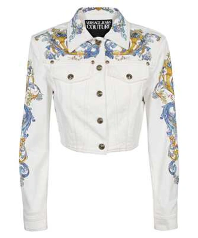 Shop Versace Jeans Couture Crop Jacket In White