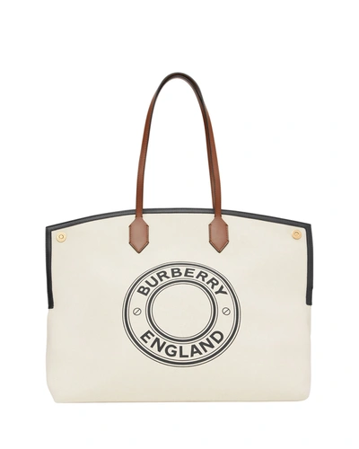 Shop Burberry Large Top Handle Tote Bag In Neutral Pattern