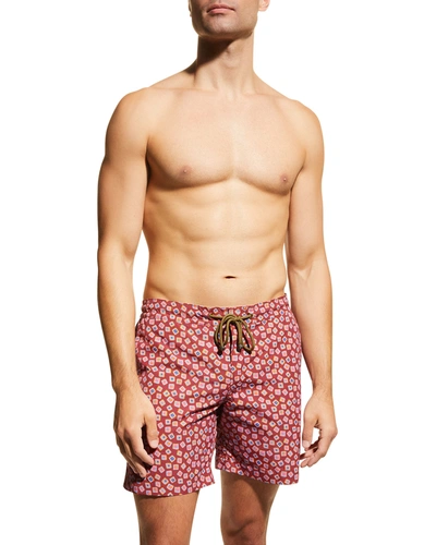 Shop Charvet X Thorsun Men's Square-print Swim Shorts, Red