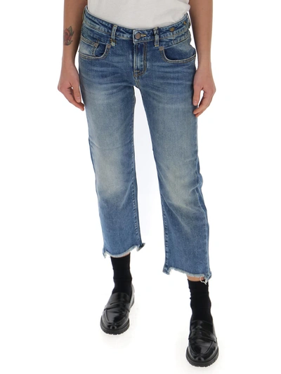 Shop R13 Cropped Straight Leg Jeans In Blue