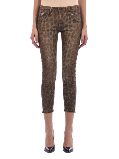 Shop R13 Leopard Print Cropped Skinny Jeans In Multi
