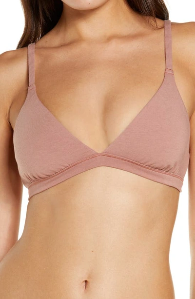 Shop Skims Cotton Stretch Jersey Triangle Bralette In Rose Clay
