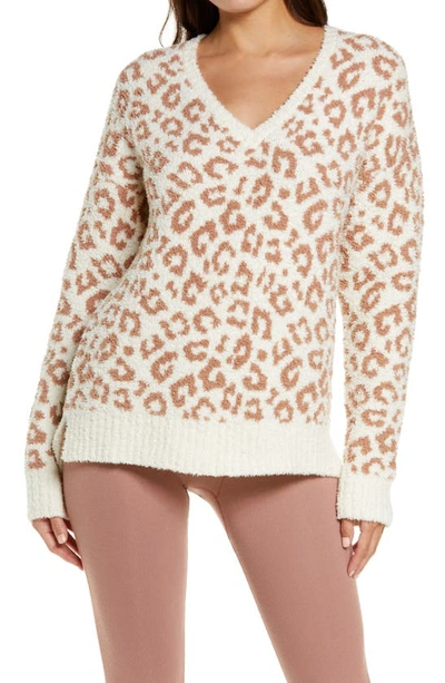 Shop Ugg Cecilia V-neck Sweater In Natural Leopard