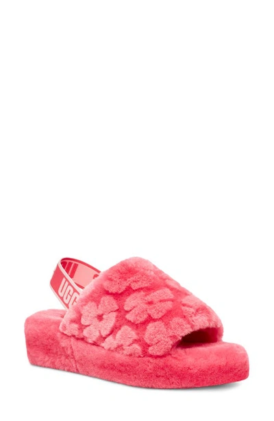 Shop Ugg (r) Fluff Yeah Genuine Shearling Slingback Sandal In Strawberry Sorbet Poppy