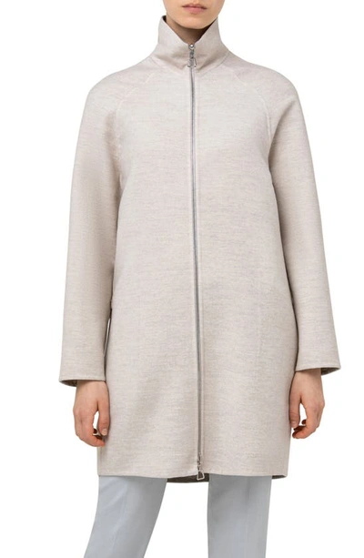 Shop Akris Genoveva Reversible Bicolor Double Face Wool Coat In Ble/ Aluminum