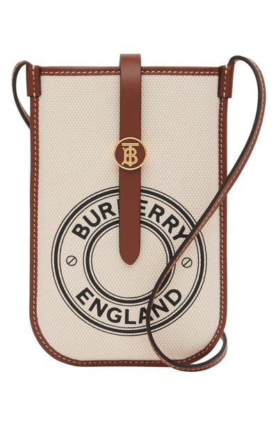 Shop Burberry Anne Logo Canvas & Leather Crossbody Phone Case In Tan