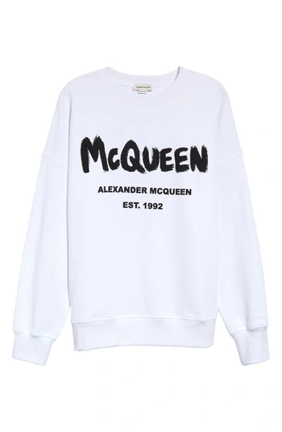 Shop Alexander Mcqueen Graffiti Logo Sweatshirt In White / Black
