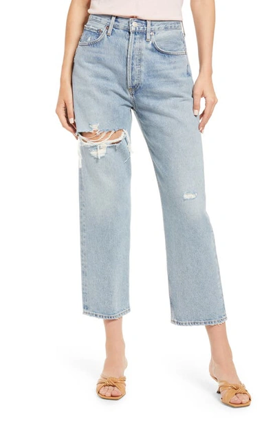 Shop Agolde '90s Ripped Crop Loose Fit Jeans In Echo