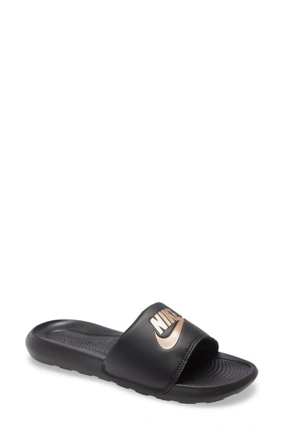 Shop Nike Victori Slide Sandal In Black/ Red Bronze