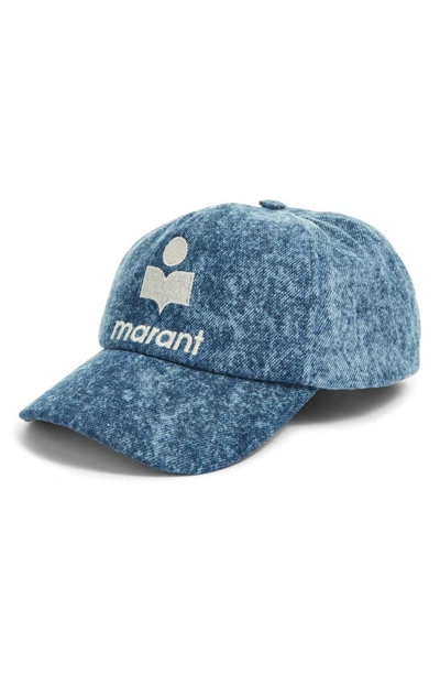 Shop Isabel Marant Tyron Logo Denim Baseball Cap In Blue