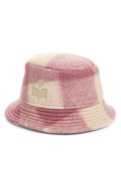 Shop Isabel Marant Haley Check Logo Bucket Hat In Rosewood