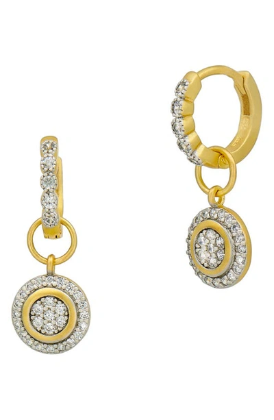 Shop Freida Rothman Brooklyn Coast Glistening Drop Huggie Hoop Earrings In Silver/ Gold
