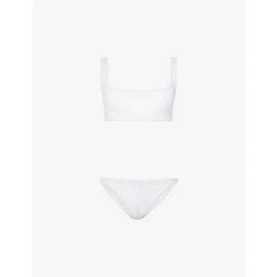 Shop Hunza G Xandra Crinkled Bikini Set In White