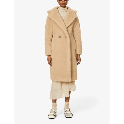 Shop Max Mara Ted Double-breasted Wool And Silk-blend Coat In Albino