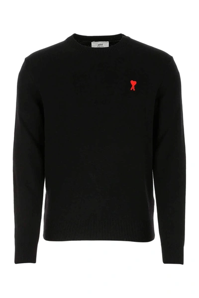 Shop Ami Alexandre Mattiussi Ami Ami De Coeur Crew Neck Sweater In Black