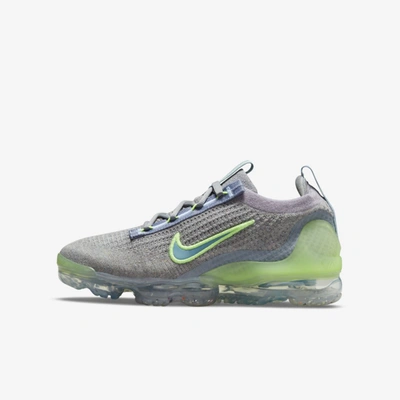 Shop Nike Air Vapormax 2021 Fk Big Kids' Shoes In Particle Grey,light Armory Blue,light Liquid Lime,cerulean