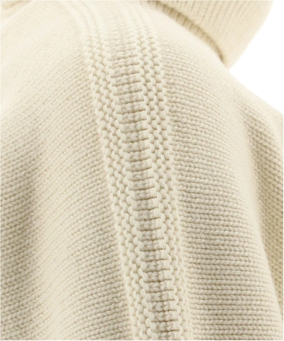 Shop Jil Sander Ribbed Sweater With Slits In Beige