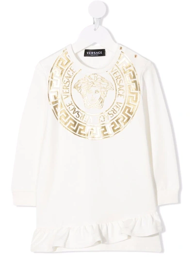 Shop Versace Medusa-head Sweater Dress In White