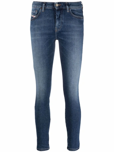 Shop Diesel Slady Cropped Skinny Jeans In Blue