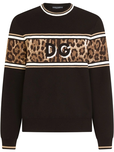 Shop Dolce & Gabbana Leopard-print Jumper In Black