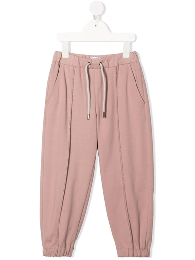 Shop Brunello Cucinelli Tapered Drawstring-waist Joggers In Pink