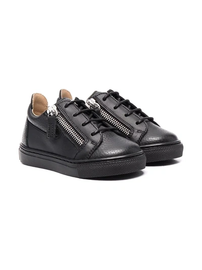 Shop Giuseppe Junior Zip-up Flatform Sneakers In Black