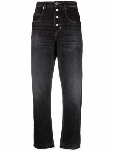 Shop Isabel Marant Étoile High-rise Tapered Jeans In Black