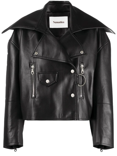 Nanushka Black Regenerated Leather Ado Jacket In Schwarz