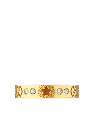 Shop Gucci 18kt Yellow Gold Icon Diamond Ring