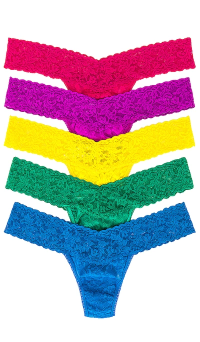 Shop Hanky Panky 5 Low Rise Thongs In Brilliant Blooms