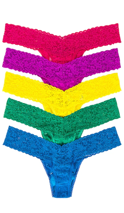 Shop Hanky Panky 5 Low Rise Thongs In Brilliant Blooms