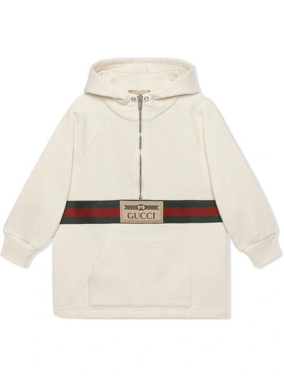 Gucci Kids Logo Stripe Half zip Hoodie In Beige ModeSens