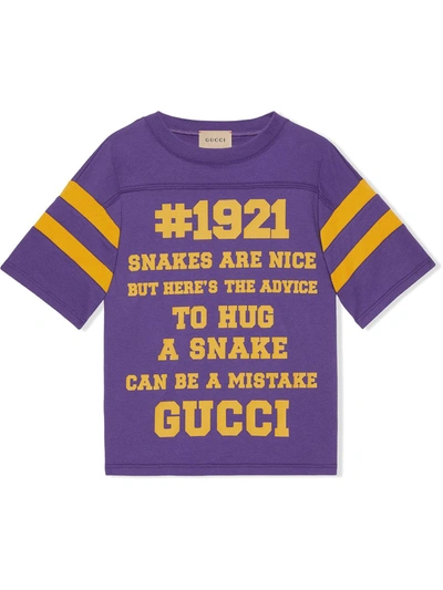 Shop Gucci 1921 To Hug A Snake Cotton T-shirt In Purple
