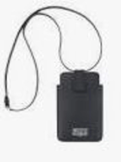 Shop Maison Margiela Black Leather Smartphone Case With Shoulder Strap